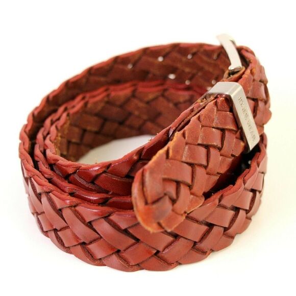 Jones Wear BRAIDED BROWN GENUINE LEATHER 1"Wd CASUAL DRESS WOMEN'S BELT L (T10 - Picture 5 of 9